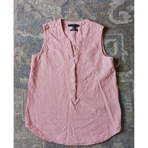 Linen Harve Benard Cottagecore Tank Blouse Womens M Sleeveless Pink
